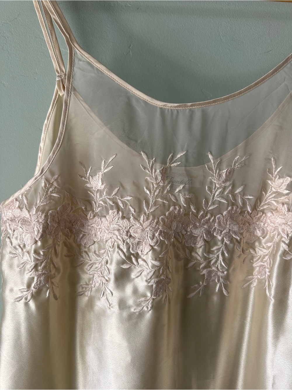 Cream Satin Embroidered Slip Chemise - Picture 3 of 6